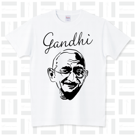 Gandhi /ガンジー・インド・革命家・線・哲学・イラスト・music・音楽・ロック・rock・パンク・punk・可愛い・人物・絵・アート・art・文字・筆記体・ロゴ・デザインTシャツ