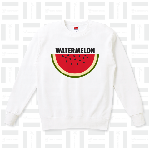 WATERMELON /スイカ・果物・フード・食べ物・スイーツ・夏・かわいい・カワイイ・可愛い・音楽・子供・女性・和風・日本・柄・模様・シンプル・イラスト・ロゴ・アメカジ・デザイン・Tシャツ