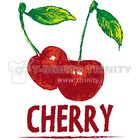 CHERRY /さくらんぼ・サクランボ・フルーツ・果物・食べ物・フード・スイーツ・アメカジ・カラフル・可愛い・絵・模様・柄・子供・女性・シンプル・イラスト・ロゴ・デザインTシャツ