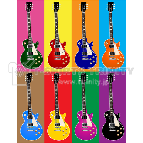 ポップアート風レスポールギター /ROCK・ロック・音楽・MUSIC・パンク・PUNK・POPART・絵・楽器・かわいい・カワイイ・可愛い・イラスト・カラフル・シンプル・ロゴ