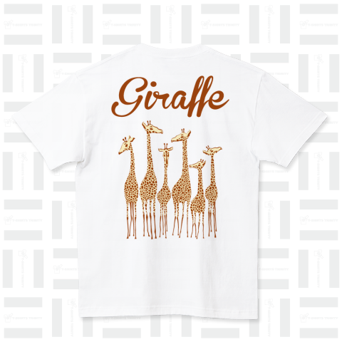 giraffe 6頭のキリン Tシャツがバックプリント(背面プリント)