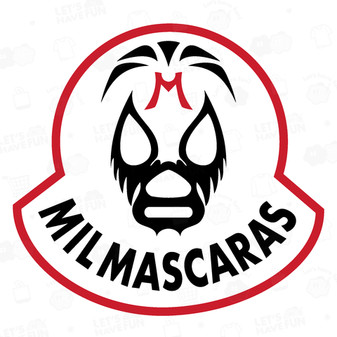 MIL MASCARAS-ミル・マスカラス ワッペン型ロゴ-赤ライン-