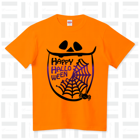 ハロウィンTシャツ おばけクモの巣 (オレンジorホワイトTシャツ用)(エリエデザイン)