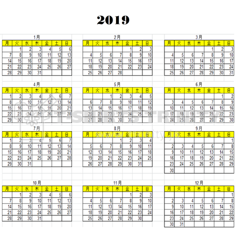 2019カレンダー
