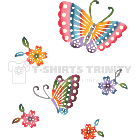 紅型柄 蝶と花 デザインtシャツ通販 Tシャツトリニティ
