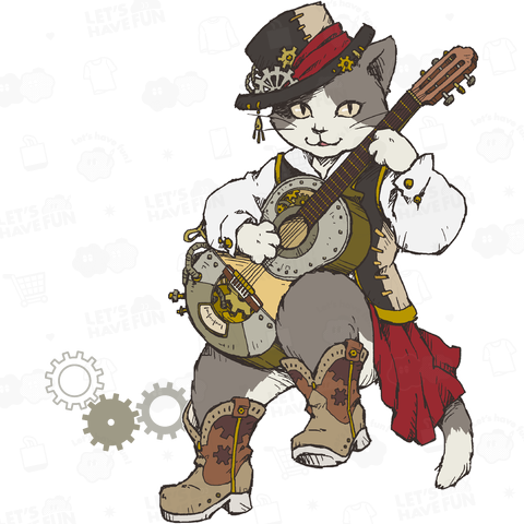 Klassische Gitarre Katze ( 白文字 )