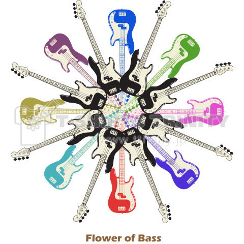 プレベの花 ベースギター花シリーズ Vol 3 カラー フェンダー Zipangu49er デザインtシャツ通販 Tシャツトリニティ