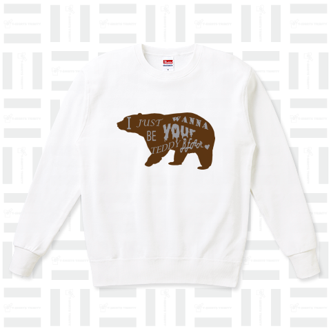 私はあなたのテディベアになりたい(I Just wanna be your Teddy Bear)かわいいデジタルフォントの英語のシンプルロゴ Tシャツデザイン【Zipangu49er】熊
