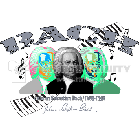 バッハ Bach かわいいデジタル Tシャツデザイン Zipangu49er クラシック音楽肖像 デザインtシャツ通販 Tシャツトリニティ