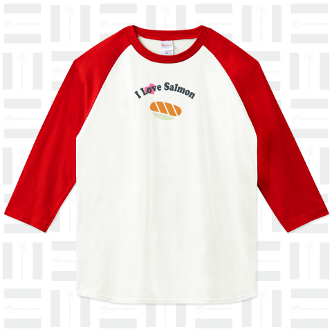 サーモンが好き(I love Salmon)かわいいシンプルロゴ Tシャツデザイン【Zipangu49er】寿司 サーモン あぶり 回転 安いぐ るナビ