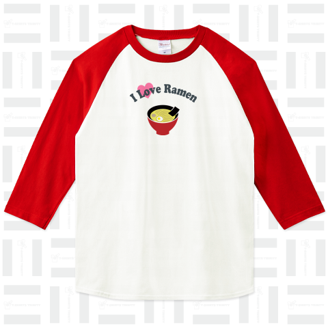 ラーメンが好き(I love Ramen Noodle)かわいいシンプルロゴ Tシャツデザイン【Zipangu49er】有名 家系 大盛り とんこつ しょうゆ