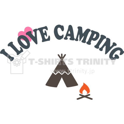 キャンプ大好き I Love Camping 英語のシンプルロゴ Tシャツデザイン Zipangu49er キャンプ ソロ 野外 焚き火 アウトドア ギア デザインtシャツ通販 Tシャツトリニティ