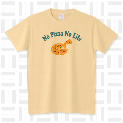 ピザがないと生きている意味なし(No Pizza No Life)かわいいシンプルロゴ Tシャツデザイン【Zipangu49er】イタリア好きにも!