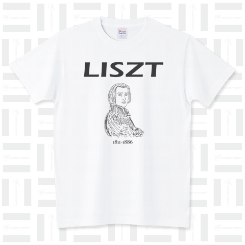 フランツ・リスト(Franz Liszt)かわいいスケッチ Tシャツデザイン【Zipangu49er】クラシックの音楽肖像画の巨匠シリーズ ラ・カンパネッラ パガニーニ
