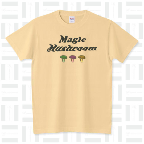 「マジックマッシュルーム 幻覚きのこ」シンプルロゴ Tシャツデザイン【Zipangu49er】ドラッグ マリファナ