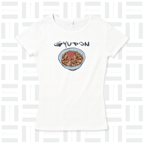 牛丼(GYUDON)かわいいシンプルイラスト Tシャツデザイン【Zipangu49er】有名 チェーン