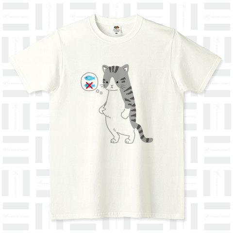 ねこさんダイエット決意Tシャツ(白シャツver)