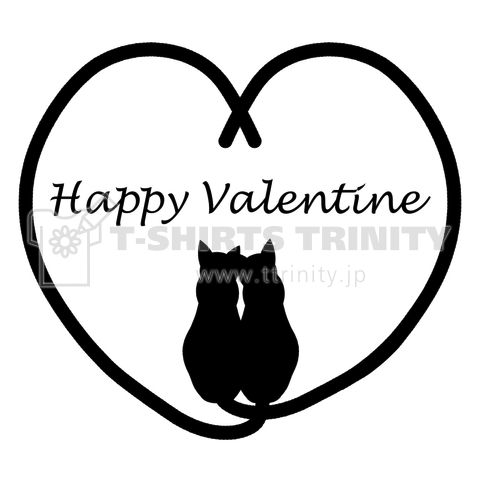 Cat-Silhouette-Heart (Happy Valentine) (黒猫Ver.)