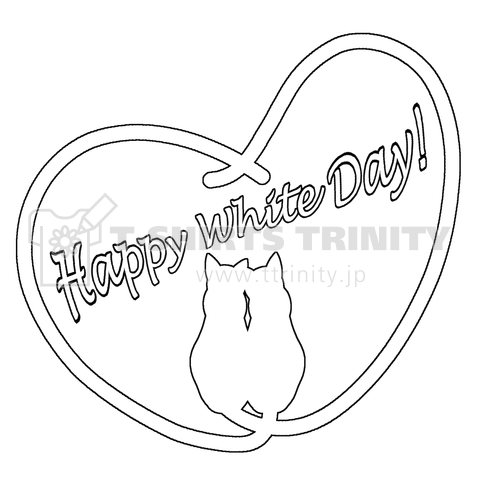 Cat-Silhouette-Heart (Happy White Day!)(Asymmetry) (白猫Ver.)