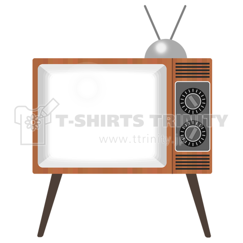レトロな昭和のテレビのイラスト 電源オンver 脚付き デザインtシャツ通販 Tシャツトリニティ