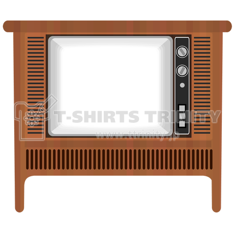 レトロな昭和のオーディオテレビのイラスト 脚付き 電源オン デザインtシャツ通販 Tシャツトリニティ