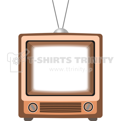 レトロでリアルな可愛い茶色のテレビのイラスト 画面オン デザインtシャツ通販 Tシャツトリニティ