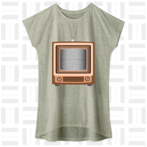 レトロでリアルな可愛い茶色のテレビのイラスト 砂嵐ノイズの画面