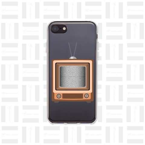 レトロでリアルな可愛い茶色のテレビのイラスト 砂嵐ノイズの画面