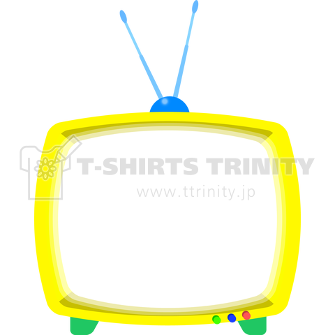 レトロでどこか未来的な可愛いテレビのイラスト 黄色 画面オン デザインtシャツ通販 Tシャツトリニティ