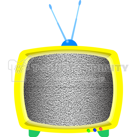 レトロでどこか未来的な可愛いテレビのイラスト 黄色 砂嵐画面