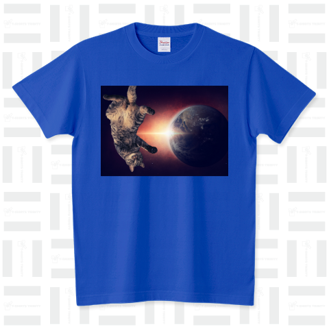 地球と猫 スタンダードTシャツ(5.6オンス)
