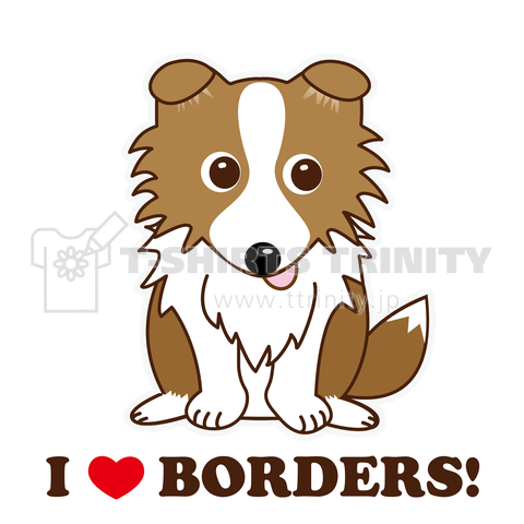 ボーダーコリー I LOVE BORDERS! レッド 半立ち耳バージョン