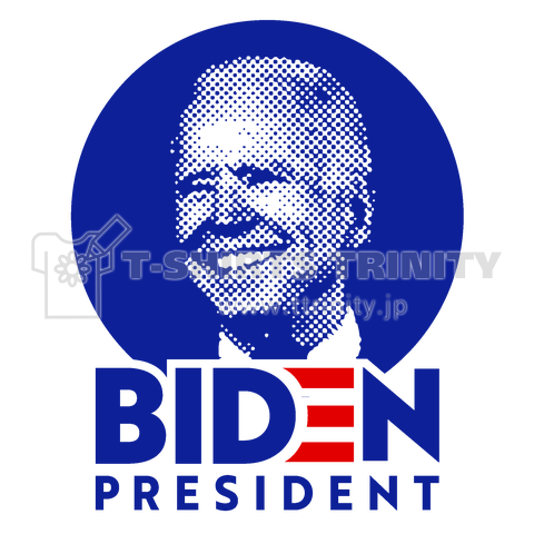 ジョー・バイデン(顔)文字ブルー【米大統領選Tシャツ】