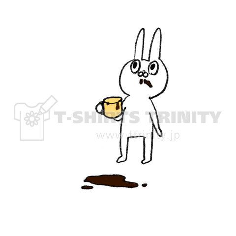 コーヒーをこぼしちゃったうさちゃん
