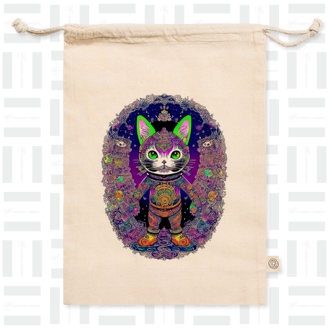 猫 宇宙 Tシャツ サイケデリック ネコ アニマル グッズ 瞑想 ヨガ ヒーリング UFO