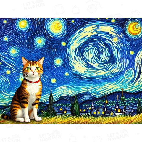 猫 星月夜 ゴッホ風 CAT