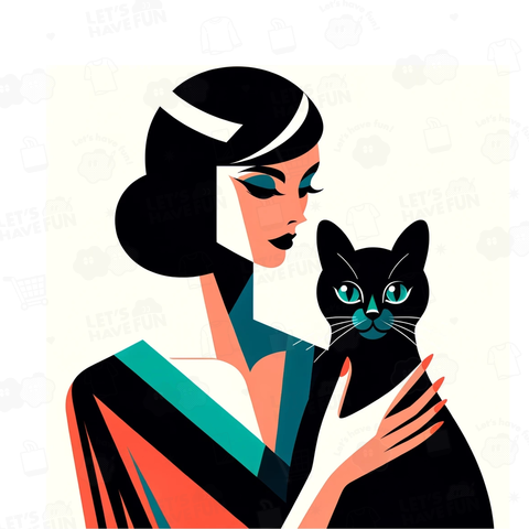 黒猫と女性