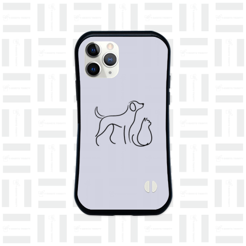 シンプルな線画の犬と猫