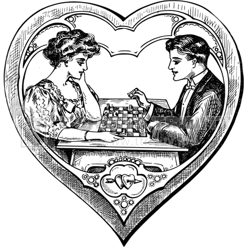 チェスする男女