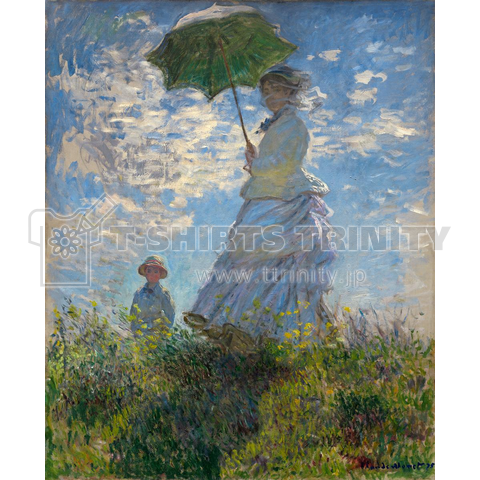 クロード モネ 散歩 日傘をさす女 1875 The Promenade Woman With A Parasol デザインtシャツ通販 Tシャツトリニティ