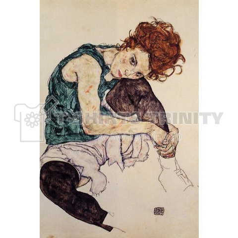 エゴン・シーレ / 1917 /  Seated Woman with Bent Knee  /Egon Schiele