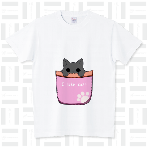 ぽっけ猫(クロ) スタンダードTシャツ(5.6オンス)