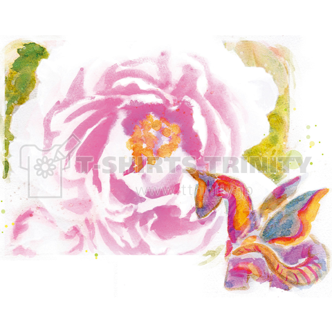 虹色竜と桃色花