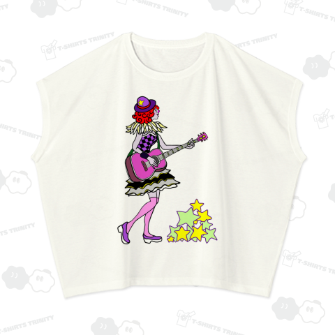 Piero guitar girl スリーブレスワイドTシャツ(4.3オンス)