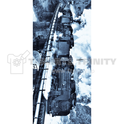 ヴィンテージ鉄道写真 No.001  D51723が率いる三重連  (iPhone) ブルー