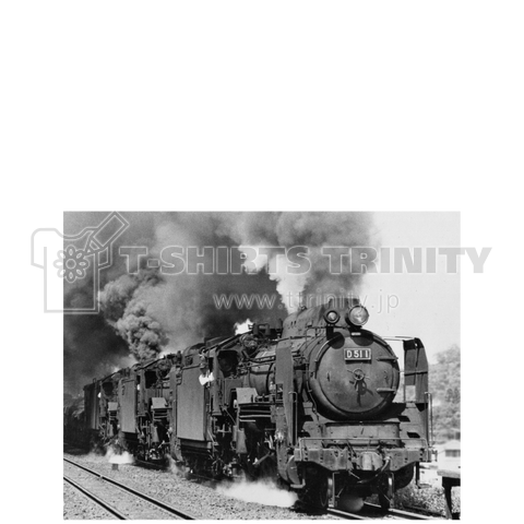 ヴィンテージ鉄道写真 No.003   D51型 1号機が率いる三重連 (D51の英文解説入り)