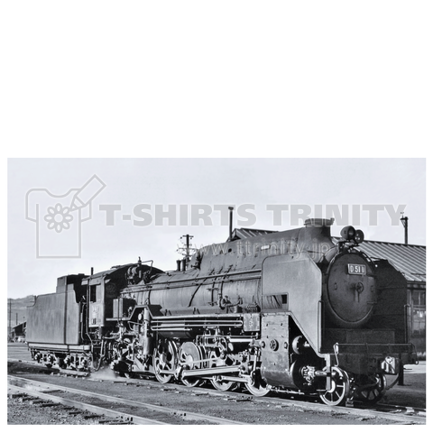 ヴィンテージ鉄道写真 No.011  蒸気機関車 D51型1号機 一戸機関区にて(ナンバー入り)