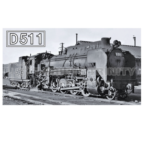 ヴィンテージ鉄道写真 No.011  蒸気機関車 D51型1号機 一戸機関区にて (横長写真)