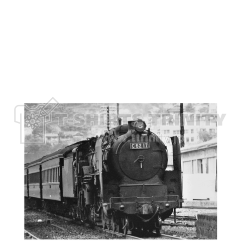 ヴィンテージ鉄道写真 No.010  客車を牽引するC62型17号機 (ナンバー解説文入り2)