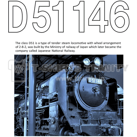 鉄道写真コレクション No.006  テンダー式蒸気機関車 D51146  (前面は無地)